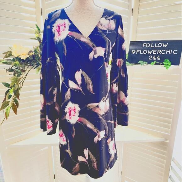 WHITE HOUSE BLACK MARKET BLACK PINK FLORAL NEW DRESS SIZE 0 (SEE MEASUREMENTS) - Picture 2 of 8